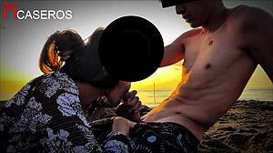 public encounter on the beach with stranger