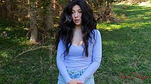 I am the influencer separated from husband in woods for doggystyle creampie.