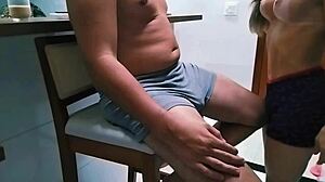 Blonde Mature Drinks Monster Cock!