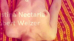 Girl next door gets tits massaged with olive oil