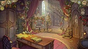 Playing with cute toy in innocent witches game