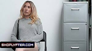 Tiny Young 18+ Blonde Teen 18+ Thief Paisley Bennett Fucked By Big Dick Security Guard