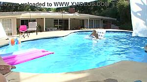 Ally Ann Sexy Blonde Cutie Poolside Huge Cock Deepthroat Blowjob And Cum Facial