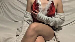 Teen Santa girl feels horny masturbating solo