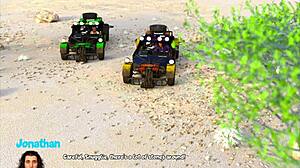 let's play karacan: blonde's shaved pussy rides big cock.