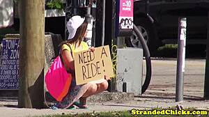 amateur hitchhiking teen 18+ gets fucked on the car