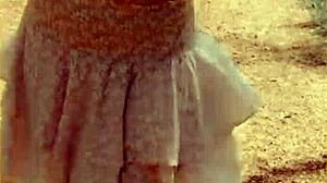 Wifey changes shirt outdoors, showing off her shaved pussy and tits