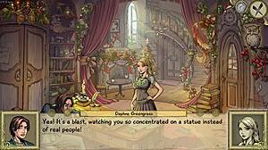 Playing with cute toy in innocent witches game