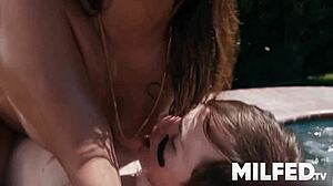 We caught our MILF neighbor sunbathing, then fucked her wet pussy.