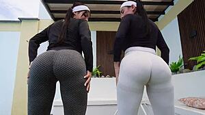 trainer fucks my ass while friend licks pussy 😏