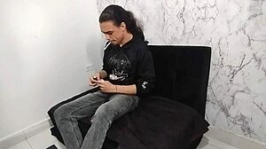 Stepsister punishes stepbrother by stroking his cock and fucking him hard