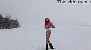 Skinny girl with small tits flashes and orgasms outdoors in garden