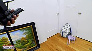 petite exotic coed raven rubs twat gets jizzed sucking cock