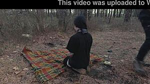 Submissive Teen Eats Ass and Piss at Roadside Picnic Before Rough Face Fucking