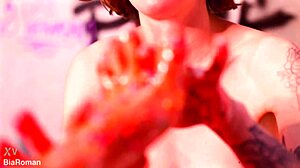 making her feet totally messy with food