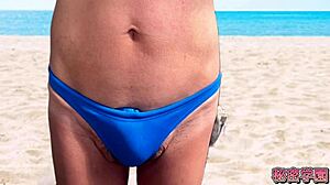 Dicks sticking out of swimsuit at secret school