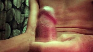 Hot guy intensely masturbates his big hairy cock in the bathroom