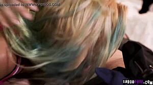 Lilly Lit Grinds Her Tight Pussy On Stirling's Hard Cock. Petite Blonde Tattoo Cumshot.