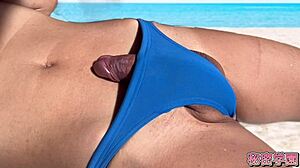 Dicks sticking out of swimsuit at secret school