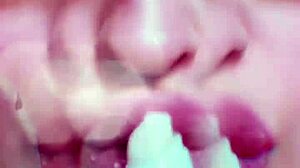 Nude Chick With Lipstick Teases Slave In BDSM