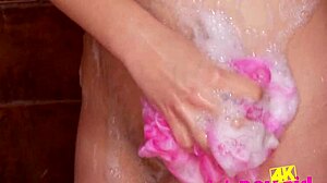 Blonde Model Receives Intense Massage In The Shower