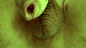 Uncut Tattooed Cock Cums from Anal Prolapse