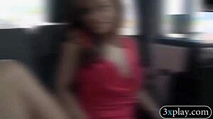 Sexy Brunette Flashes Tits and Gets Pounded in Car for Cash!