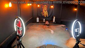 Sheena Ryder rides huge cock in jacuzzi with dirty talk and striptease