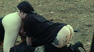 Submissive Teen Eats Ass and Piss at Roadside Picnic Before Rough Face Fucking