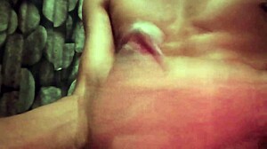 Hot guy intensely masturbates his big hairy cock in the bathroom