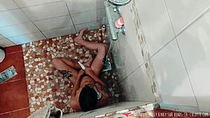 french brunette amateur in shower voyeur 😊