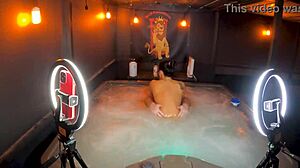 Sheena Ryder rides huge cock in jacuzzi with dirty talk and striptease