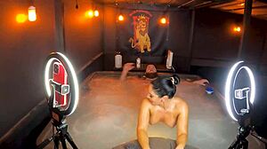 Sheena Ryder rides huge cock in jacuzzi with dirty talk and striptease