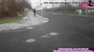 that german teen slut is pissing in her handbag publicly, so hot