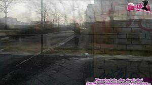 that german teen slut is pissing in her handbag publicly, so hot