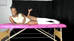 She models lace vintage lingerie in a retro setting with big ass and tits