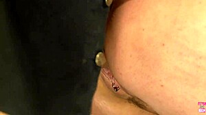 After fingering her pussy the brunette with glasses is ready for hardcore anal