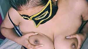 Big Boobs Hot Desi Indian Bhabhi With Saggy Tits And Hairy Beaver