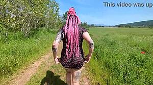 fucking stranger in the field with big cock 😈