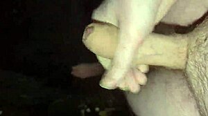 sexy amateur with big cock masturbates naked outside in the cold