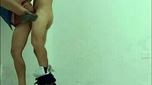 Nurse seduces cleaning employee for standing sex in hallways?