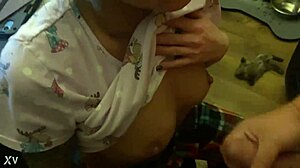 i'm sucking big cock and getting cumshot on my tits pov