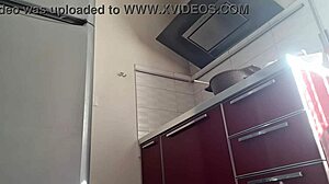 hot girl cooking while showing pussy, tits, and masturbating