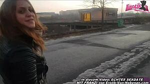 that german teen slut is pissing in her handbag publicly, so hot