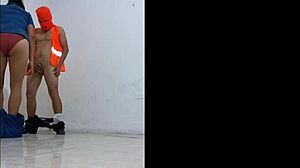 Nurse seduces cleaning employee for standing sex in hallways?