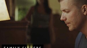 Family Sinners - Absolutely Stunning Milf Has Her Pussy Fucked Hard By Her Stepson While She Rides Him With Wet Pussy And Cum.