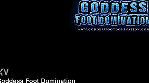Goddess Mandy gives you a footjob, suck my feet now