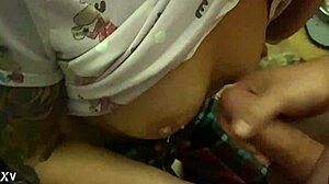 i'm sucking big cock and getting cumshot on my tits pov