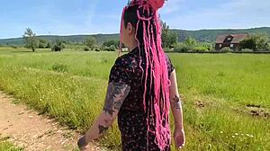 fucking stranger in the field with big cock 😈