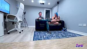 Natural tits slut Livie Blainn in homemade lingerie